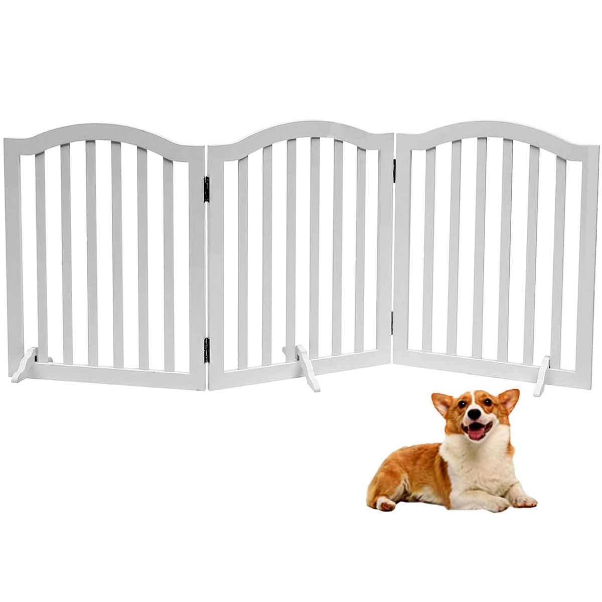 Foldable Wooden Dog Gate (3-Panel, White)