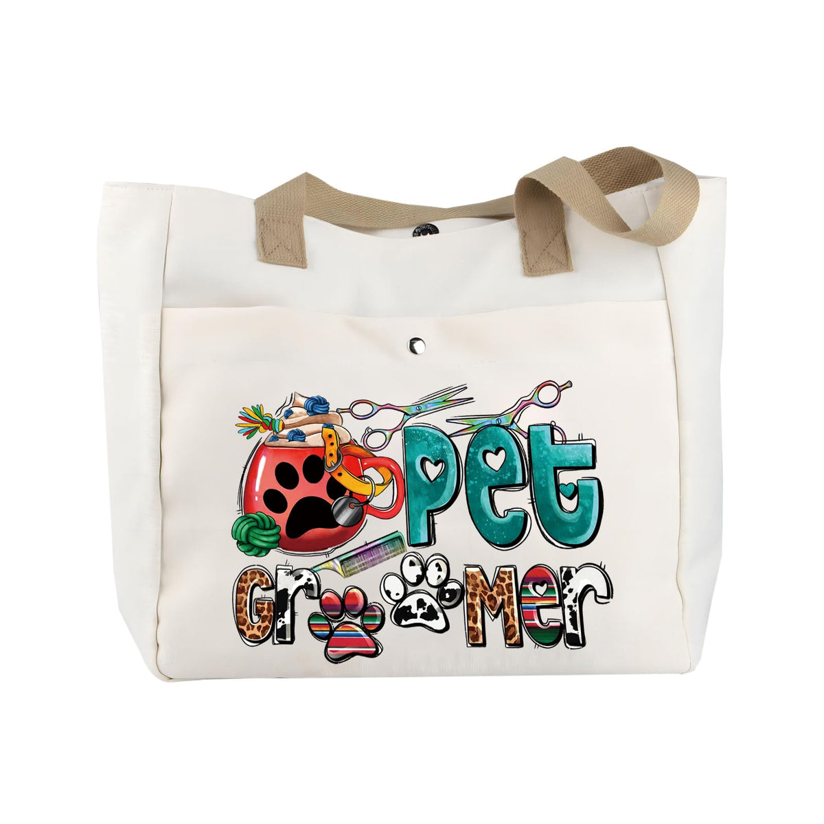 BLUPARK Western Pet Groomer Gift Pet Groomer Tote Bag Funny Pet Groomer Gift Shop Groomer Bag Dog Sublimation Design Gift (Pet Groomer TO)